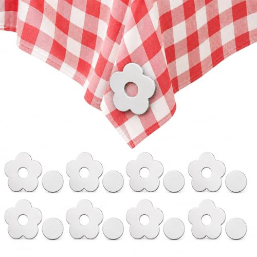 COMREELO 8 Stück Magnetische Tischdeckenbeschwerer Outdoor, Extra Schwere Tischdeckengewichte aus Edelstahl, Blumenform Gewichte für Tischdecke, Garten, Terrasse & Picknick