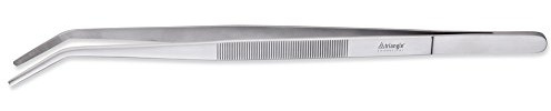 triangle Grillpinzette 35 cm - Gekröpfte Zange aus Edelstahl | Spülmaschinengeeignet, gewinkelte Spitze für präzises Wenden – ideal für Grill und Küche