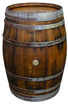 Temesso Stehtisch Tisch aus gebrauchtem Holzfass Weinfass, Fass, Barrique Tisch aus Eiche Holz rustikal 225 Liter (rustikal geölt)