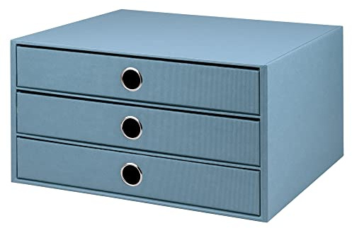 Rössler Papper 1524452153 – S.O.H.O. 3 lådor för DIN A4, med fingerhål, denim, 343 x 250 x 185 mm, 1 st