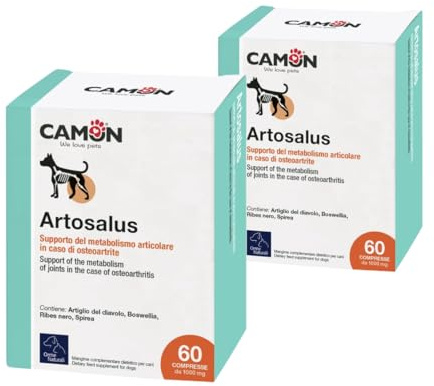 Artosalus Ergänzungsfuttermittel, Gesundheitsprodukte für Hunde und Katzen. Multipack-Angebot. Zwei Packungen mit je 60 Tabletten.