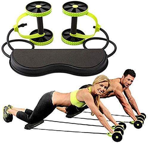 Fitnessgerät Bauchtrainer Fitness Zugseil Bauch Doppelrollen Roller Pull Trainer Abnehmen Übungen Kern Doppelrad Fitness Übung Bauchtrimmer - Armtrainer, Beintrainer, Rückentrainer, Bauchtrainer
