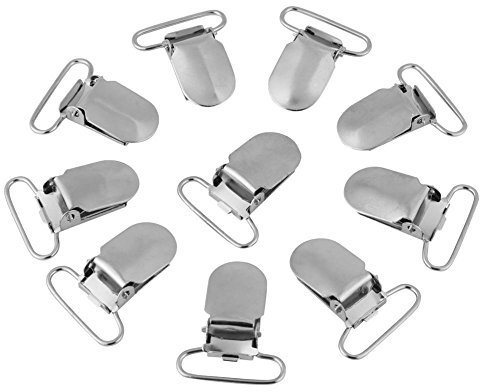 Hztyyier Schnullerklipps, Schnullerhalter Silber Metallklammern 10 Stück 25mm für Hosenträger, Lätzchen, Spielzeug