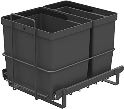 LM 64/2 Poubelle encastrable extensible avec 2 poubelles (1 x 11 l, 1 x 16 l), anthracite, 32,8 x 43,3 x 35,4 cm - Système de rangement des déchets de cuisine