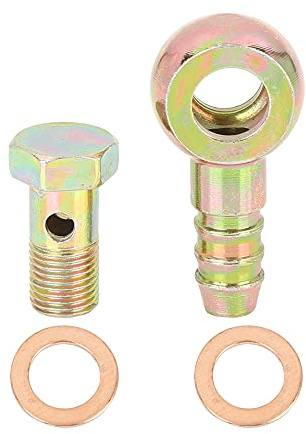 X AUTOHAUX Hohlschraube 10mm Banjo Hohlschrauben Metall Banjo Schlauch Barb Bolzen Fitting mit Unterlegscheiben M10x1 | 10mm Innen, 9mm Außen, Mit Unterlegscheiben, Hochpräzise CNC-Bearbeitung, Für Motor, Luft Und Kraftstoffzufuhr