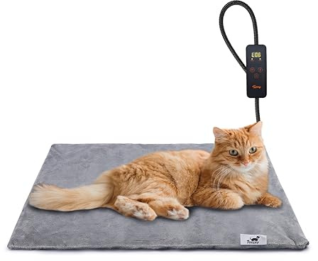 Toozey Katzen & Hund Heizmatte Innen 45 * 40cm - [Britischem Stecker], Timing & Temperatur Einstellbar Sicher Elektrisch Haustier Heizdecke für Neugeborene/Klein/Altere Katze und Hunde M
