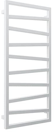 ZigZag - Radiador de toallas eléctrico con 4 temporizadores, color negro y blanco, incluye termostato Smart (600 x 500 cm), color blanco y negro