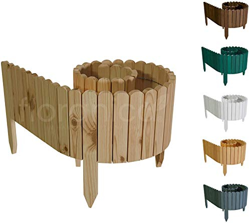 Floranica Rasenkante Höhe 20 cm Ohne Behandlung 200 cm Lang Gartenzaun Flexibler Holzzaun Gartendeko Gartenpalisade für Beeteinfassung, Mähkante Rollborder, Steckzaun Blumenbeet Umzäunung für Garten