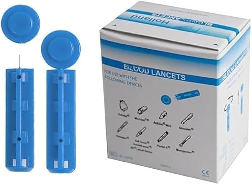 Sumedtec - Lancetas Estériles 28G Pack de100 unidades (Glucosa, Colesterol, tests rápidos.) ultra delgadas de 28g de diseño universal para minimizar las molestias y el dolor de la piel.