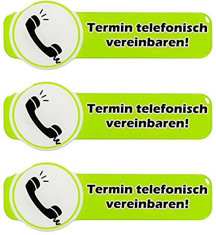 BIKE-label Schild 3D Aufkleber 158 x 53 mm 3 Stück Termin nur telefonisch 900191VE