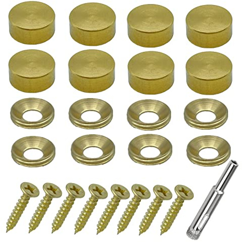 8Pcs Retro Pure Brass Decorative Screw with Caps Used as Mirror Screw,Upholstery Tacks,Thumb Tacks for Wall Hangings,Fast Cap,Wood Handcrafted,Fasteners Hardware (1/2,12mm Gold Brass)