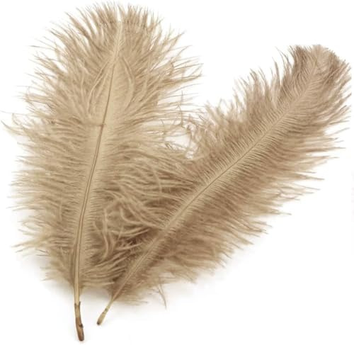 20 Stück 15-20cm Natürliche Straußenfedern,Strauß Feder zum Basteln,Bastel Federn für DIY Traumfänger Zubehör,Heimdekoration,KostüMe,Tischdeko Hochzeit Party Fest Hüte Kleidung Dekoration,Khaki