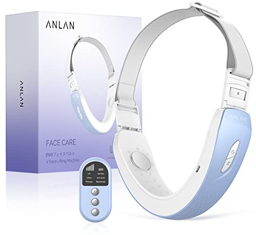 ANLAN Electric V-Face Shaping Massager, EMS Lifting Massaggiatore Viso , Impacco Caldo, Vibrazione, Luce Rossa e Blu per la Cura della Pelle, 6 Modalità Con Telecomando