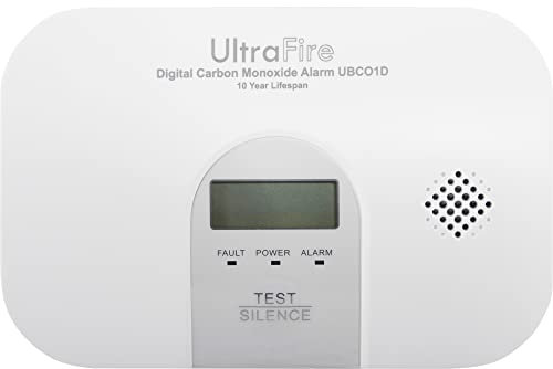 UltraFire UBCO1D – 10 Year Life Battery Powered Carbon Monoxide Alarm with Digital Display - 10 Year Warranty