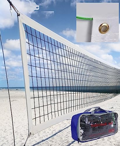 Rete da pallavolo professionale per esterni con fune metallica per aeromobili, 0,9 m x 9,6 m, bordo resistente agli strappi, resistenza agli agenti atmosferici, per interni ed esterni, cortile,