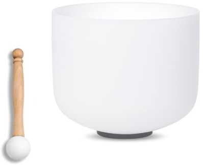 SOUNDELLO Klangskål i kvartskristall, vit, 30 cm (11 tum) för läkning, mindfulness och meditation, yoga, ljudbad med O-ring i gummiklubba