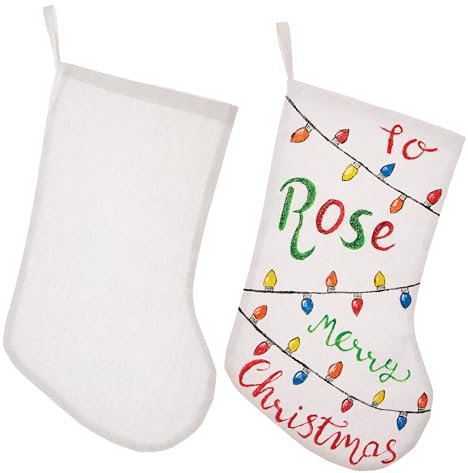 Baker Ross FX787 Calze grandi in tessuto - Confezione da 3, calze di Natale vuote da decorare e personalizzare per i bambini