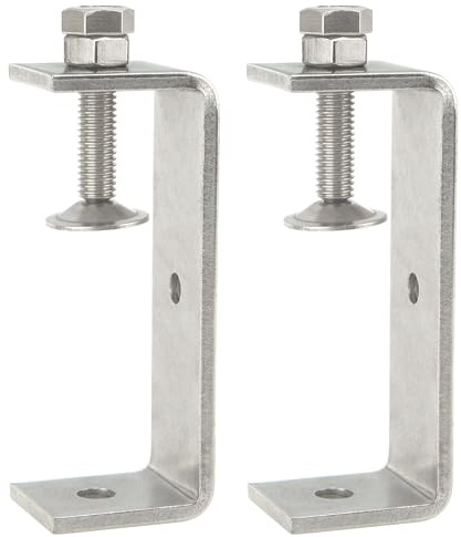 Foxwake Lot de 2 colliers de serrage en C en acier inoxydable de 9,6 cm pour le montage, pince en U en métal robuste pour le travail du métal, petite pince de bureau avec large ouverture stable et
