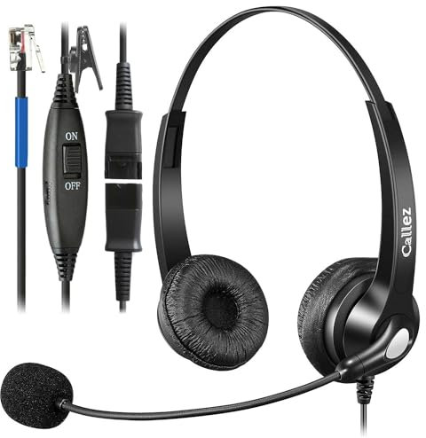 RJ9 Telephone Headset with Microphone Noise Cancelling & Quick Disconnect, Dual Landline Phone Headset Work for Cisco Office Desk Phones 7942G 7945G 7975G 7821 7841 7940 7945 7962 7965 8811 8841 8861