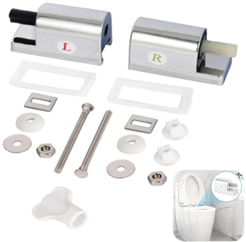 1pair Toilet Seat Fittings-Stainless Steel Hinge Fixing Kit Replacements,Rubber Accessories ABS Left Right Bathroom Home for Duroplast Toilet Seats Use(Silver)