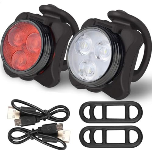 NUZYZ 2pcs USB Rechargeable Bike Light, Waterproof Super Bike Lights for Night Riding 4 Light Mode Options Mountain Bike Headlight LED Lamp Bicycle Accessories