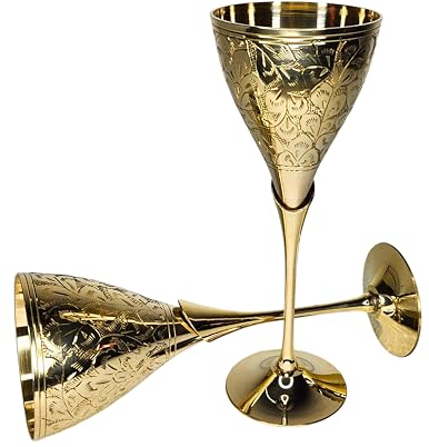 ANTIQUANA Verre à vin royal en laiton massif de qualité supérieure, fait à la main, décoration médiévale, calice gothique, lot de 1