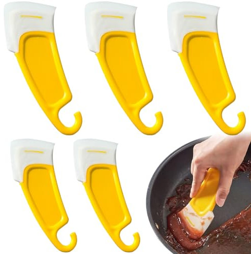 OnIUeZky 5PCS Heat-Resistant Pan Scraper, Kitchen Scraper 5.1x1.9 Widen Plastic Dish Scraper, Non-Stick Non Slip Pot Scraper, Non Scratch Hanging Kitchen Scraper for Cleaning