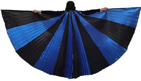 MUNAFIE Spleißfarbe Flügel Isis Wings Erwachsene Bauchtanz Kostüm Damen Halloween Kostüm Damen Bauchtanz Flügel für Karneval Cosplay Schwarz-Dunkelblau