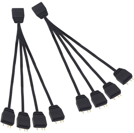 LANMINGLEL ARGB Splitter Kabel, 5V 1 Buchse Auf 4 Buchse 3 Pin Verlängerungskabel, Für Computer Lüfter Und LED Series, 2 Stück (1 Zu 4)