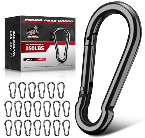 20Pcs Spring Snap Hooks, 2” Carabiner Clip, 150lbs Heavy Duty Rope Connector, Carabiners Keychain for Indoor & Outdoor, Camping, Potted Plants, Pet Leash, Fishing, Hiking