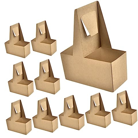 CIYODO 10 Portavasos De Papel para Té con Leche Soporte para Bebidas Portavasos De Cartón De Papel para Bebidas con Asa para Bebidas