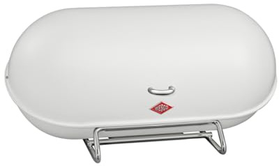 WESCO Brödlåda Breadboy med klappfritt vridlock i färgen vit matt, pulverlackerad stålplåt, ventilationshål och stabilt handtag