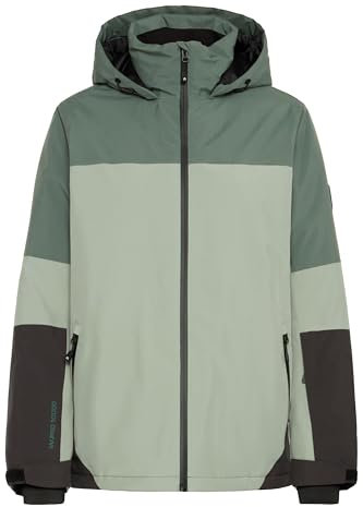 NORTH BEND NBMona Damen Skijacke Winterjacke Snowboardjacke Outdoor wasserdicht wasserfest 10000 mm Wassersäule mit Kapuze Schneefang Manschetten Skipasstasche, Größe:36, Farbe:Balsam Green (3058)