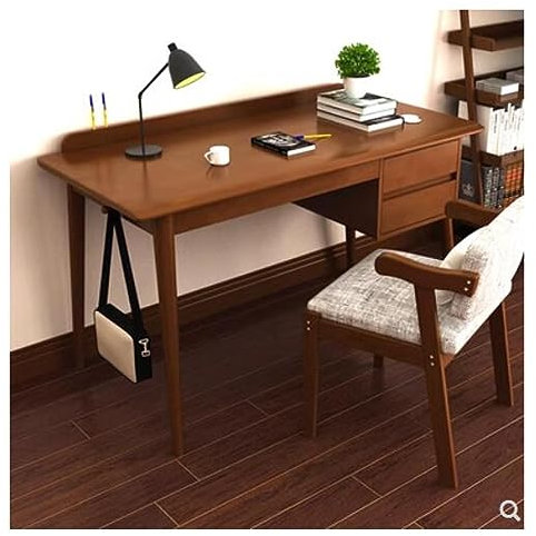 Escritorio moderno con 2 cajones para oficina en casa y sala de estudio, estación de trabajo de madera para dormitorio, escritorio de nogal de 39 pulgadas
