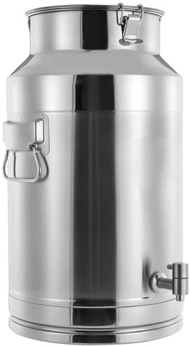Generic Cubo de leche de gran capacidad, cubo de leche de acero inoxidable de alta resistencia con tapa, jarra de leche de estilo antiguo con grifo,14L