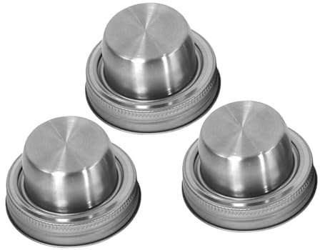 Ciieeo 3pcs Stainless Steel Cocktail Shaker Lids Jar Strainer Lids with Nonslip Design Compatible with Standard Jars Silver for Cocktail Mixing in Restaurants