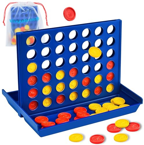 VingaHouse 4 in Einer Reihe Spiel, Strategiespiel Brettspiel für 2 Spieler | Familienspiel ab 3+ Jahren, Pädagogisches Lernspielzeug für Kinder & Erwachsene, Geschenk für Zuhause & Reisen [Stern Groß]