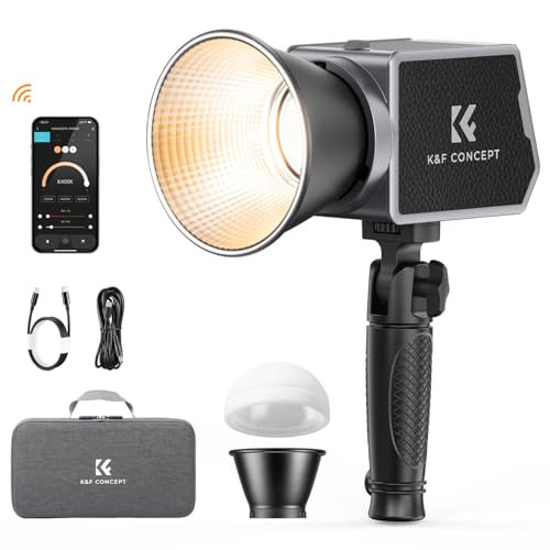 K&F CONCEPT PL 60B 60W COB Fotolicht Bi-Color Eingebauter 4500mAh Akku unterstützt Typ-C-PD-Schnellladung, 6500K 12 Lichteffekten Videolicht mit Griff und Tragetasche für Mobile Aufnahmen geliefe.