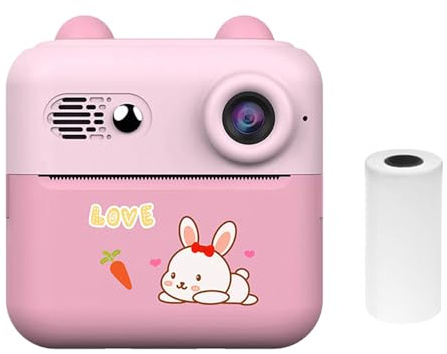 Macchina fotografica istantanea 1080P Mini stampante fotografica portatile per bambini con fotocamera da 1200 W Schermo da 2,4 '' con 1 rotolo di carta da stampa Adatto per diario note memo regalo di