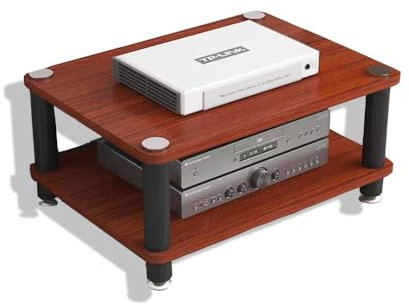 QSPNVFB HiFi Racks Media Components Cabine, Heavy Duty Audio Component Stand, Amplifier Console Shelf Organizer, 2/3/4 Tier Speaker Audio Rack Tower(Teak,2-Tier)