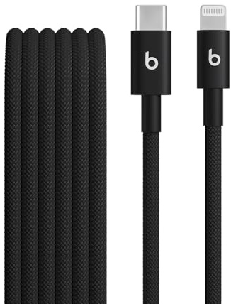 Beats in tessuto intrecciato da USB-C a Lightning Cavo, ricarica rapida, resistente e antigroviglio, caricatore compatibile per dispositivi Apple con porte Lightning (1,5 m) - Nero nucleare