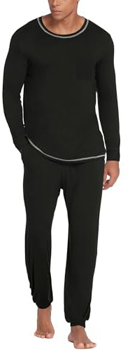 Ekouaer Herren Schlafanzug Lang Pyjamas Set Nachtwäsche Zweiteiliger | Super Weich Schlafanzüge für Männer, mit Praktischen Taschen, Elastische Bündchen, Bequeme Passform Leicht Loungewear