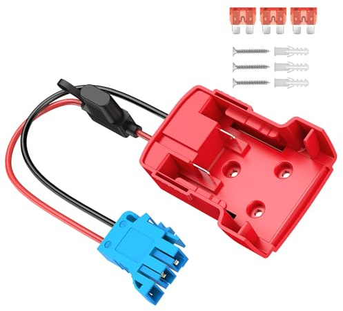 HUANGING Adattatore di alimentazione per batterie al litio da 18 V per auto giocattolo con connettori per cablaggio, 3 fusibili da 40 Amp inclusi