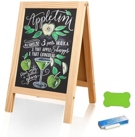 A Boards Pavement Signs, Outdoor Chalkboard 25 X 40 cm, Small Chalk Board, Double Sided Blackboard, Menu Board, Chalkboard Display Stand for Cafes Restaurants Bars