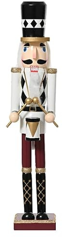 Magie di Natale Soldatino schiaccianoci natalizio con vestito bianco per decorazioni natalizie, da 50 cm