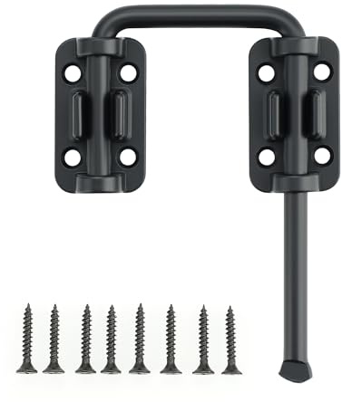Mooche Black Door Lock Bolts, 90° Gate Latch Door Bolt, Stainless Steel Flip Sliding Barn Door Lock Bolt Latch Buckle for Garden Bathroom Outdoor Garage Window Sliding Door 4 Inch