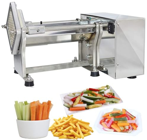Coupe-frites électrique 60 W Commercial semi-automatique en acier inoxydable avec 3 lames pour pommes de terre, carottes, concombres