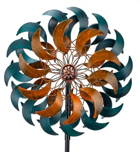 Stargarden Garden Wind Spinners, 13” W Kinetic Wind Sculptures & Spinners, 4 Layers Windmills Lawn Ornament Décor