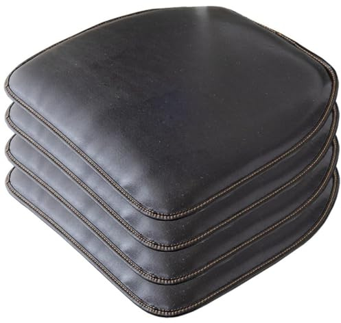 Faux Leather Dining Chair Cushions Non-Slip Upholstered Seat Pads for Kitchen & Dining Room 40x43cm Black Set of 4 Comfortable &Chair Covers