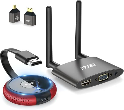 HDMI Wireless 4K/5.8G, VGA&HDMI Funkübertragung Dual-Screen, HDMI Wireless Transmitter and Receiver, 165FT Kabellos Sender Empfänger von Laptop,TV Box,USBC,Kamera auf TV/Beamer/Monitor